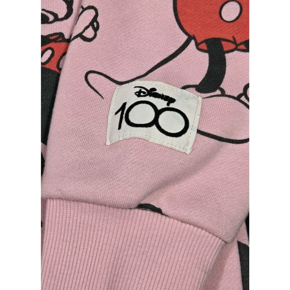 Mickey Mouse AOP Pullover Sweatshirt Disney 100 Pink Lightweight Womens Medium - Picture 3 of 10